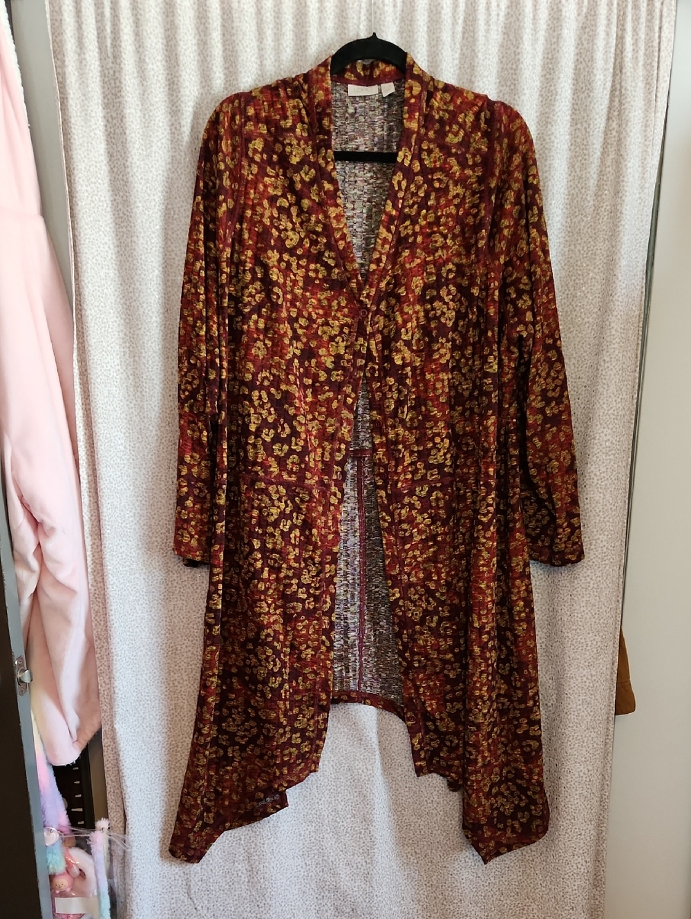 Logo Lori Goldstein Lightweight Open Front Duster Cardigan Animal Print